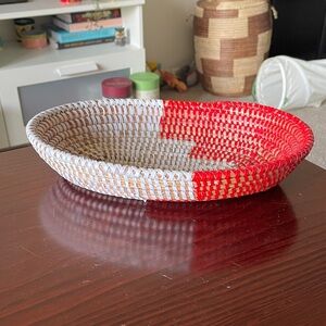 Handwoven Red and White Basket